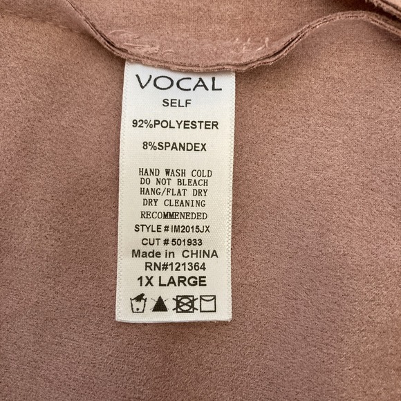 Vocal USA Pink Faux Suede Open Front Coatigan w/Studded Fringe & Pockets - 1X - Picture 8 of 10